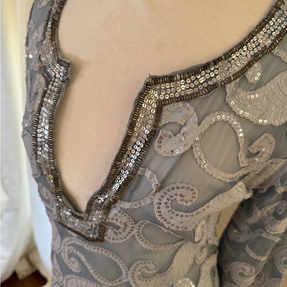 Elegant Blue Sequin Cover up Dress